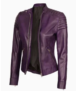Womens Purple Motorcycle Leather Jacket