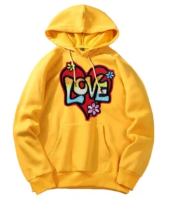 Personalized Couple with Initial Heart Anniversary Date Yellow Hoodies