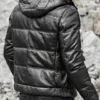 Men Puffer Leather Jacket