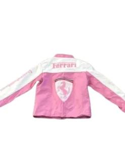 Ferrari Pink and White Leather Jacket