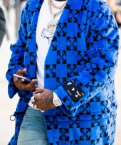 Pop Smoke American Rapper Blue Fur Coat