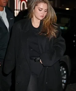 Selena Gomez Black Wool Coat