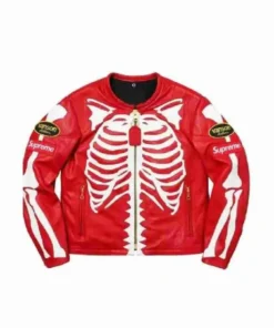 Skeleton Red Supreme Vanson Leather Jacket