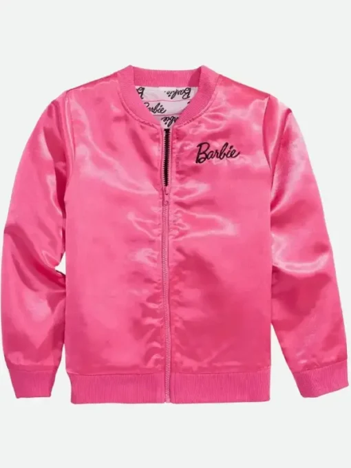 Barbie Pink Satin Bomber Jacket