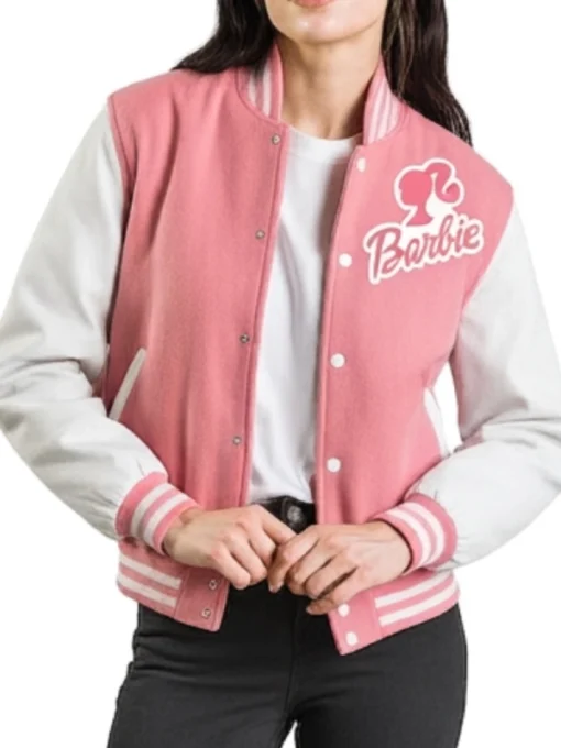 Barbie Pink and White Varsity Wool Jacket