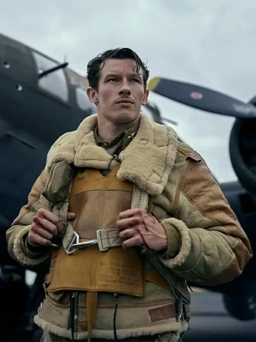 Masters Of The Air Callum Turner Shearling Jacket