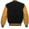 Mens Black Yellow College Bomber Varsity Jacket