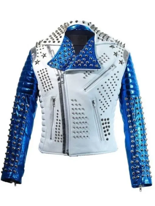 Mens Studded Rock Punk Biker Leather Jacket