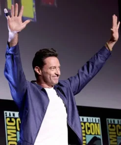 2024 Comic Con Hugh Jackman Blue Bomber Jacket