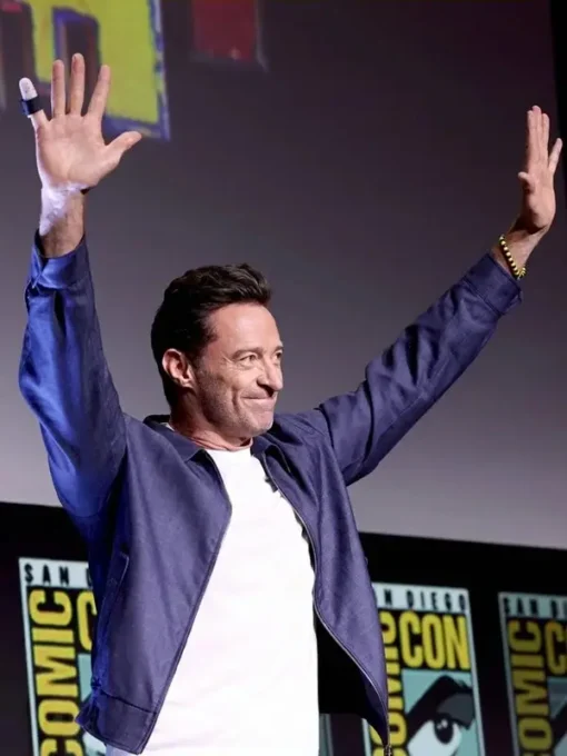 2024 Comic Con Hugh Jackman Blue Bomber Jacket