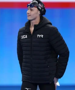 2024 Olympic Team USA Black Puffer Hooded Jacket