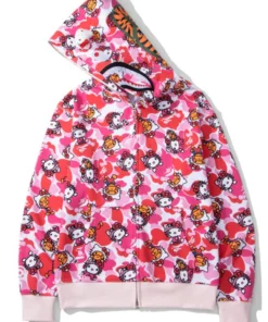 Bape X Hello Pink Kitty Pink Hoodie