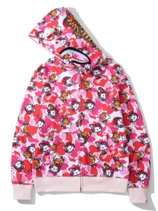 Bape X Hello Pink Kitty Pink Hoodie