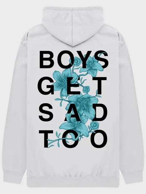 Boys Get Sad Too White Hoodie