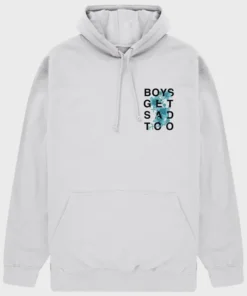 Boys Get Sad Too White Hoodie