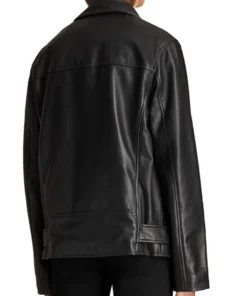 Emily In Paris Camille Razat Black Biker Leather Jacket