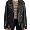 Emily In Paris Camille Razat Black Leather Jacket