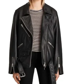 Emily In Paris Camille Razat Black Leather Jacket