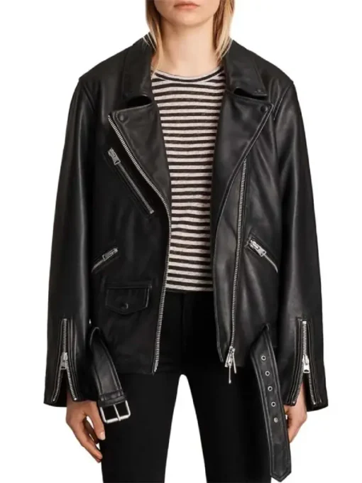 Emily In Paris Camille Razat Black Leather Jacket