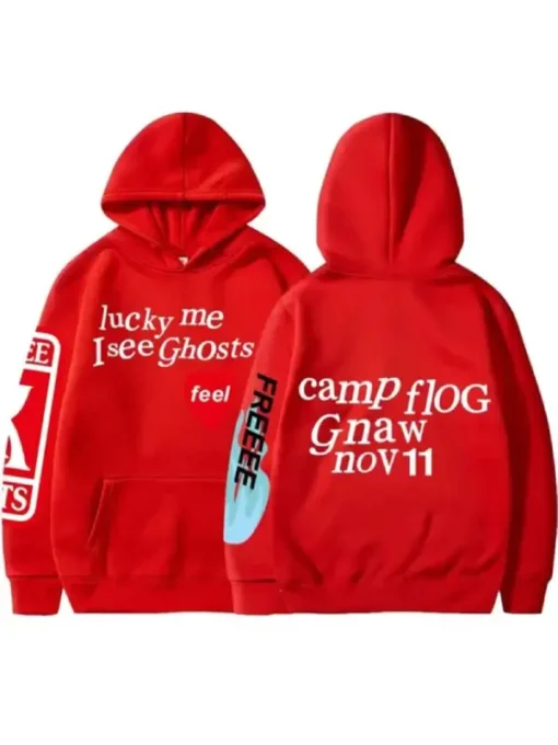 Lucky Me I See Ghosts Red Hoodie