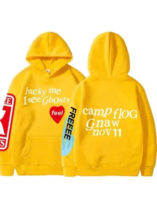 Lucky Me I See Ghosts Yellow Hoodie