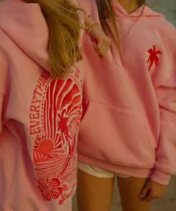 Pink Palm Puff Pullover Hoodie