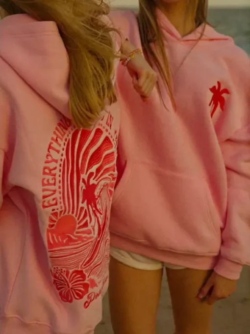 Pink Palm Puff Pullover Hoodie