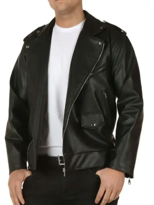 T Birds Danny Grease Black Leather Jacket