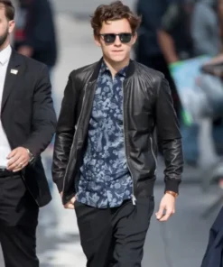 Tom Holland Bomber Leather Jacket