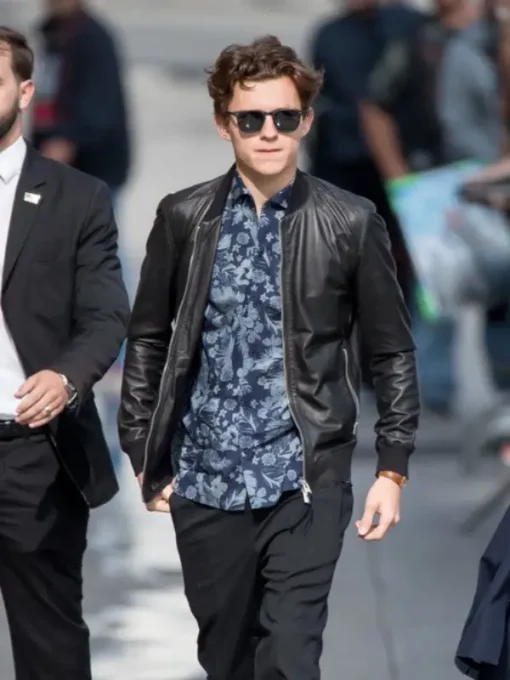 Tom Holland Bomber Leather Jacket