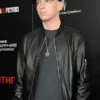 American Rapper Eminem Black Bomber Leather Jacket