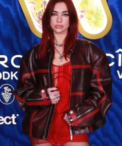 Dua Lipa Brit Awards Afterparty 2024 Leather Jacket