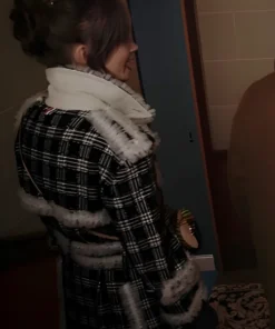 Emily Cooper Ruffled Plaid Coat