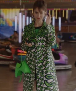 Emily In Paris S03 Emily Cooper Green Printed Coat