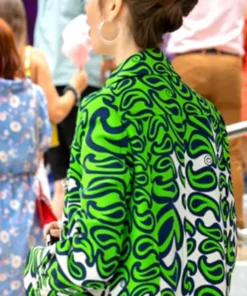 Emily In Paris S03 Lily Collins Green Printed Coat