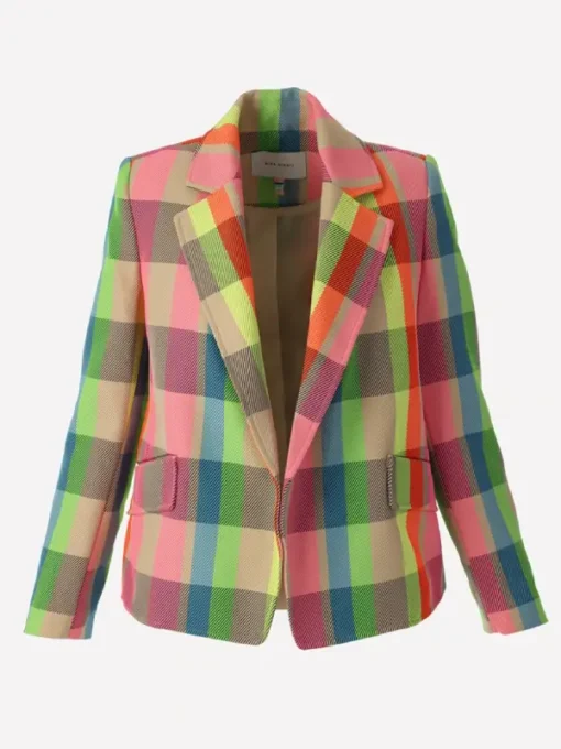 Emily In Paris S03 Lily Collins Multicolor Check Blazer