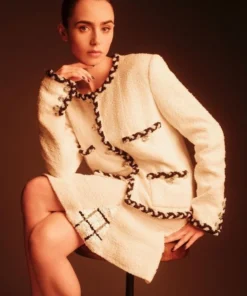 Emily In Paris S03 Lily Collins White Wool Coat