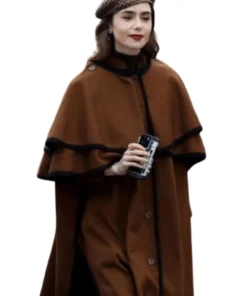 Emily In Paris S04 Emily Cooper Brown Cape Coat