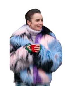 Emily In Paris S04 Lily Collins Multicolor Fur Jacket