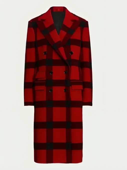 Emily In Paris S4 Lily Collins Red and Black Plaid Coat