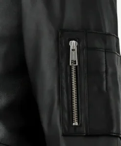 Eminem Black Leather Jacket Detailing