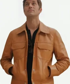 Gabriel Emily In Paris S03 Lucas Bravo Brown Leather Jacket