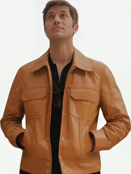 Gabriel Emily In Paris S03 Lucas Bravo Brown Leather Jacket