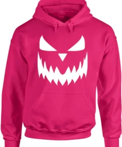 Halloween Pumpkin Bright Pink Face Hoodie