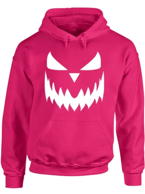 Halloween Pumpkin Bright Pink Face Hoodie