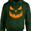 Halloween Pumpkin Dark Green Face Hoodie