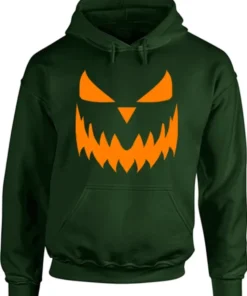 Halloween Pumpkin Dark Green Face Hoodie