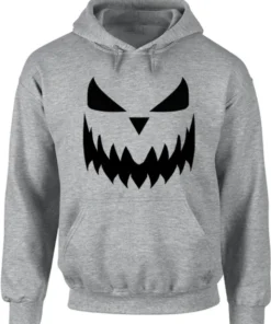 Halloween Pumpkin Grey Face Hoodie