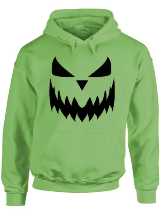 Halloween Pumpkin Light Green Face Hoodie