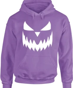 Halloween Pumpkin Light Purple Face Hoodie